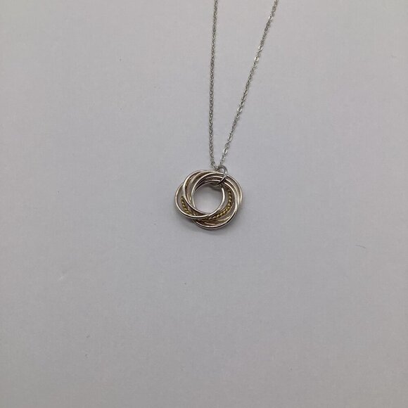 925 Sterling Silver 70th Birthday Necklace Pendant With Six Rings & One Gold Rin - Picture 14 of 16